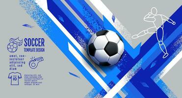 football modèle conception , Football bannière, sport disposition conception, bleu thème, vecteur