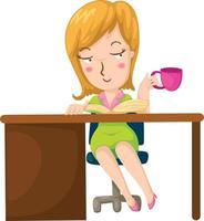 illustration d'une fille prenant un café et lisant un livre vecteur