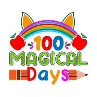 100 magique jours. 100 journées école T-shirt conception. vecteur