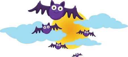 lune d'halloween et chauves-souris. illustration vecteur