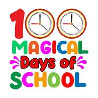 100 magique journées de école. 100 journées école T-shirt conception. vecteur
