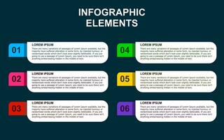 infographie modèle conception avec 6 pas. infographie conception pour présentations, bannières, infographies et affiches vecteur