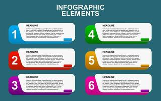 infographie modèle conception avec 6 pas. infographie conception pour présentations, bannières, infographies et affiches vecteur