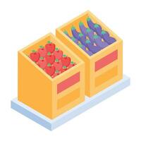 moderne isométrique icône de légume et friut compteur vecteur