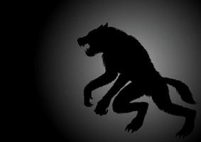 un loup-garou tapi dans le noir vecteur