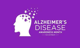 la maladie d'Alzheimer maladie conscience mois est observé chaque année dans novembre. vecteur modèle pour bannière, salutation carte, affiche avec Contexte. vecteur illustration.
