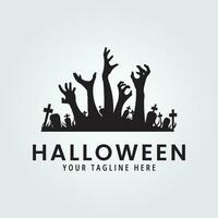 Halloween logo icône conception inspiration avec la tombe et main vecteur illustration
