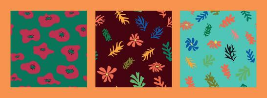 moderne branché matisse fleur minimal style. ensemble de 3 matisse inspiré mur art affiches, brochure, prospectus modèles vecteur