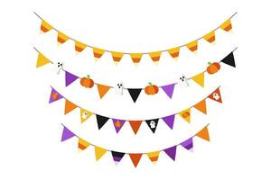 coloré de fête guirlande de triangulaire drapeaux pour Halloween. multicolore drapeaux. décoratif coloré fanions pour anniversaire, festival, juste ou carnaval. vecteur illustration.