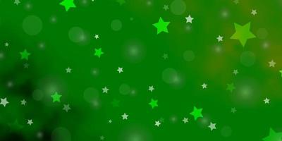 texture de vecteur vert clair, jaune avec des cercles, des étoiles.