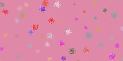 texture de doodle vecteur multicolore clair avec des fleurs.