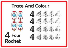 trace et couleur fusée numéro 4 vecteur