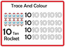 trace et couleur fusée numéro 10 vecteur