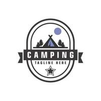 pin des arbres et camping tente texturé logo conception vecteur