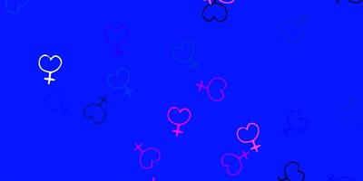 modèle vectoriel rose clair, bleu avec des éléments de féminisme.