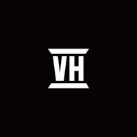 monogramme de logo vh avec modèle de conception de forme de pilier vecteur