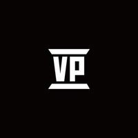 monogramme de logo vp avec modèle de conception de forme de pilier vecteur