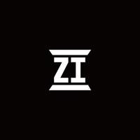 monogramme du logo zi avec modèle de conception de forme de pilier vecteur
