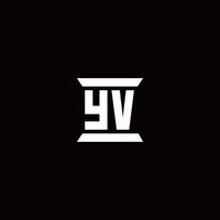 monogramme du logo yv avec modèle de conception de forme de pilier vecteur