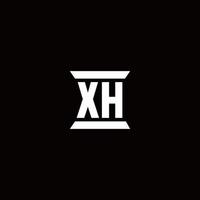 monogramme de logo xh avec modèle de conception de forme de pilier vecteur