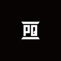 monogramme de logo pq avec modèle de conception de forme de pilier vecteur