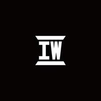 monogramme du logo iw avec modèle de conception de forme de pilier vecteur