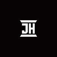 monogramme du logo jh avec modèle de conception de forme de pilier vecteur