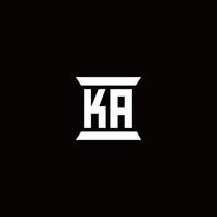 monogramme du logo ka avec modèle de conception de forme de pilier vecteur