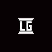 monogramme du logo lg avec modèle de conception de forme de pilier vecteur