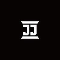 monogramme du logo jj avec modèle de conception de forme de pilier vecteur