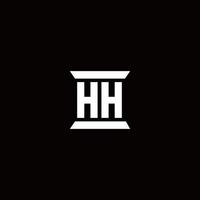 monogramme de logo hh avec modèle de conception de forme de pilier vecteur