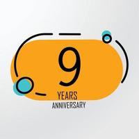 Couleur du logotype de l'anniversaire de 9 ans pour la célébration vecteur