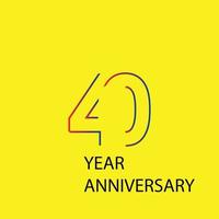 40 ans anniversaire logo vector modèle design illustration couleur