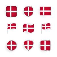ensemble d'icônes du drapeau du danemark vecteur