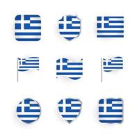 ensemble d'icônes de drapeau de la grèce vecteur