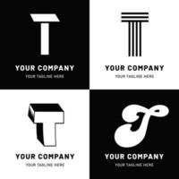 ensemble de logos lettre t noir et blanc vecteur