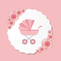 illustration vectorielle de landau rose pour fille nouveau-née vecteur