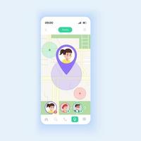 modèle vectoriel d'interface de smartphone localisateur d'enfants