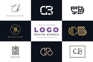 ensemble de lettres initiales de collection création de logo cb.