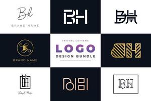 ensemble de lettres initiales de collection bh logo design. vecteur