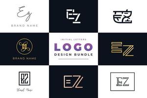 ensemble de lettres initiales de collection ez logo design. vecteur