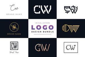 ensemble de lettres initiales de collection cw logo design. vecteur