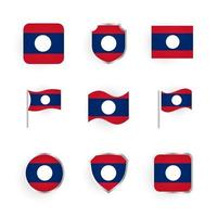 ensemble d'icônes de drapeau du laos vecteur