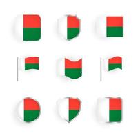 ensemble d'icônes de drapeau de madagascar vecteur