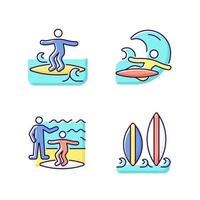 jeu d'icônes de couleur rvb surf vecteur