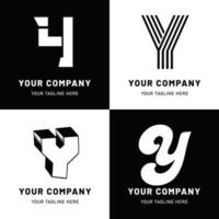 ensemble de logos lettre y noir et blanc vecteur