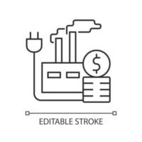 prix de l'énergie pour l'icône linéaire de l'industrie vecteur