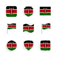 ensemble d'icônes de drapeau du kenya vecteur