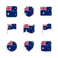 jeu d'icônes de drapeau australien vecteur