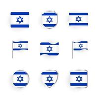 ensemble d'icônes de drapeau d'israël vecteur